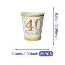Gold Balloons 40th Anniversary Disposable Plates, Napkins And Cups Set, Serves 20 Guests. This Disposable Party Set (Including Plates, Napkins And Cups) Is Perfect For Birthday Parties, Weddings And Family Picnics. - View 10