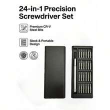 一套24合1迷你磁性精密螺丝刀套装，碳钢材质，现代家居磁性螺丝刀套装，小型螺丝刀套装，父亲节礼物，必备家用工具（星形、Y形、梅花形、三角形、十字形、一字形、U形、六角形），适用于眼镜、笔记本电脑、智能手机、手表、玩具等维修 - 多色 - 查看 1