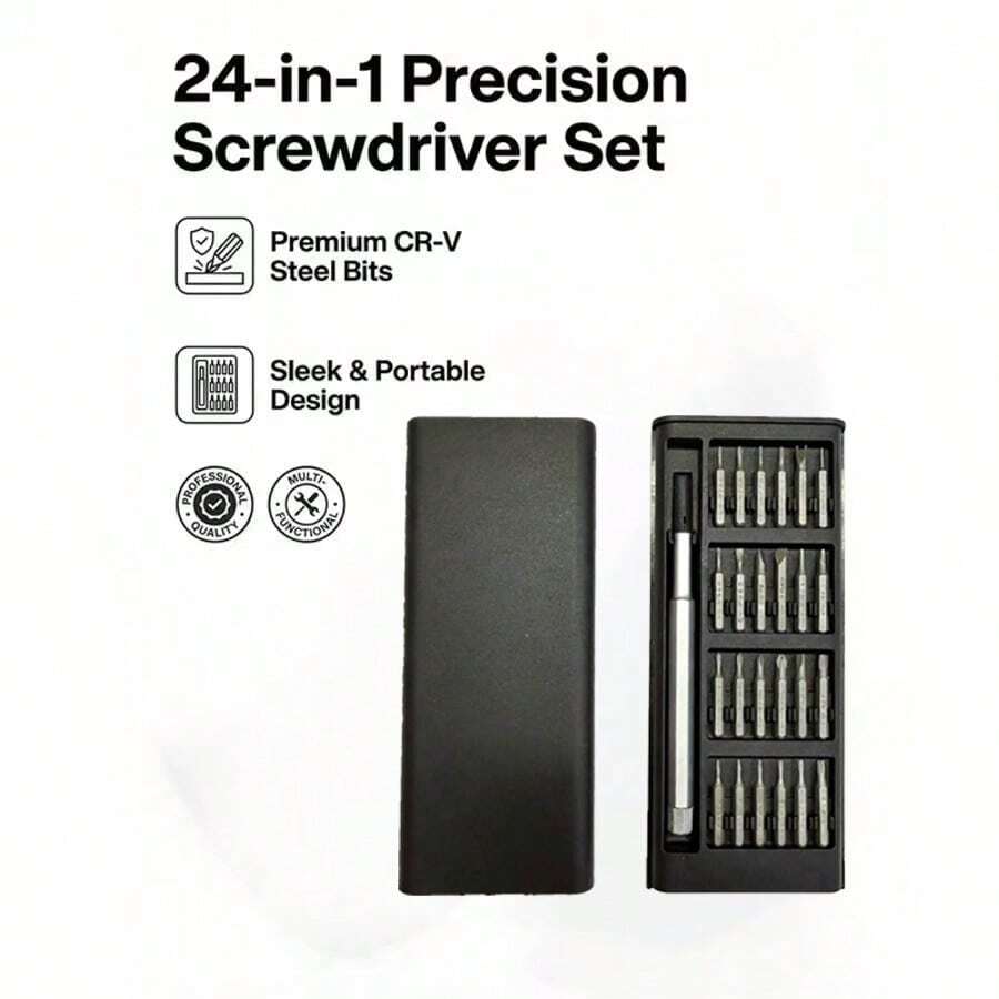 一套24合1迷你磁性精密螺丝刀套装，碳钢材质，现代家居磁性螺丝刀套装，小型螺丝刀套装，父亲节礼物，必备家用工具（星形、Y形、梅花形、三角形、十字形、一字形、U形、六角形），适用于眼镜、笔记本电脑、智能手机、手表、玩具等维修 - 多色 - 查看 1