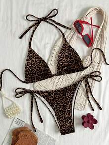 Soleia Bộ đồ bơi nữ kiểu dáng thường ngày, họa tiết da báo, thích hợp cho kỳ nghỉ biển/đi nghỉ mát. - Nhiều màu - Xem 1