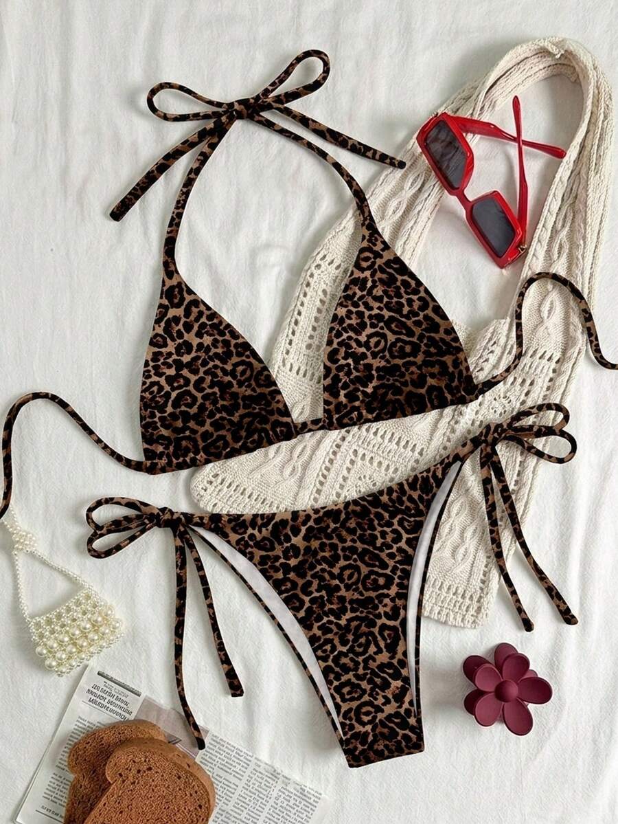 Soleia Bộ đồ bơi nữ kiểu dáng thường ngày, họa tiết da báo, thích hợp cho kỳ nghỉ biển/đi nghỉ mát. - Nhiều màu - Xem 1