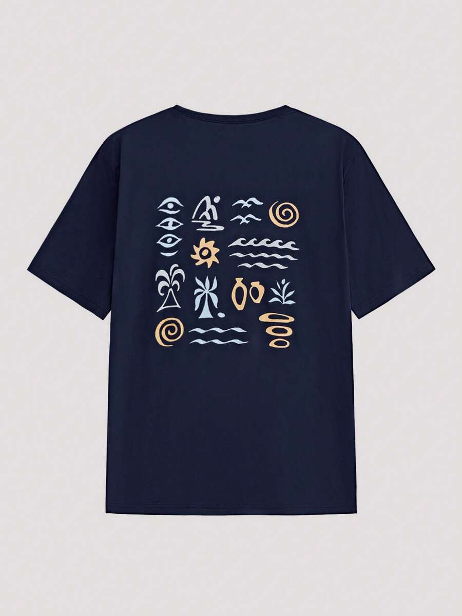 Open Phase Áo thun nam tay ngắn cổ tròn in hình mắt, phong cách retro Mỹ, unisex, dáng rộng thoải mái, thích hợp mặc hàng ngày và đi nghỉ hè.