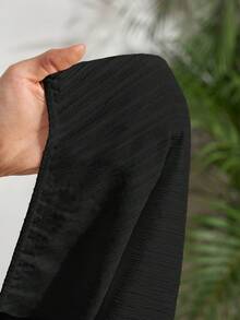 SHEIN PETITE CURVE 大码女式纯色无袖连体裤 - 黑色 - 查看 7