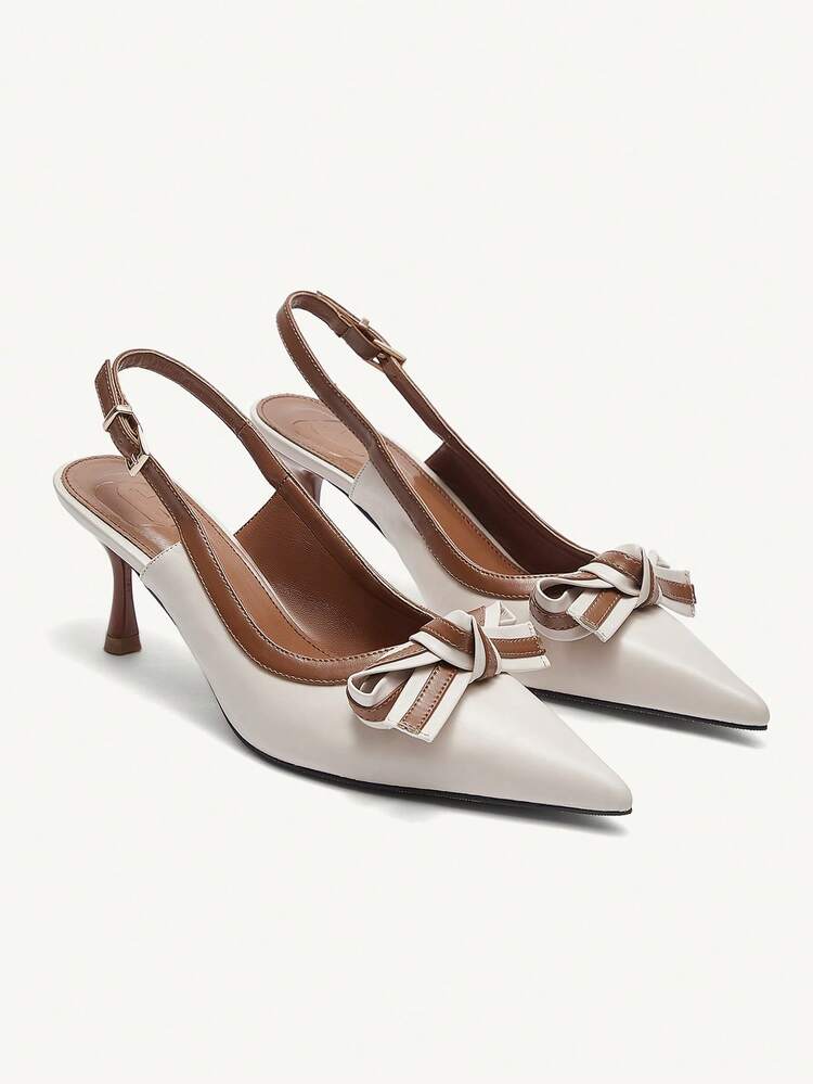 CUCCOO CHICEST Women's Pointed Toe Pumps With Bow Accent, Colorblock Stiletto Heel, Elegant Commuter Fashion High Heels, Suitable For Work, Date, Afternoon Tea, Versatile Wardrobe Staple For Christmas Elegant Shoes Wedding Shoes Summer Shoes Bride Shoes