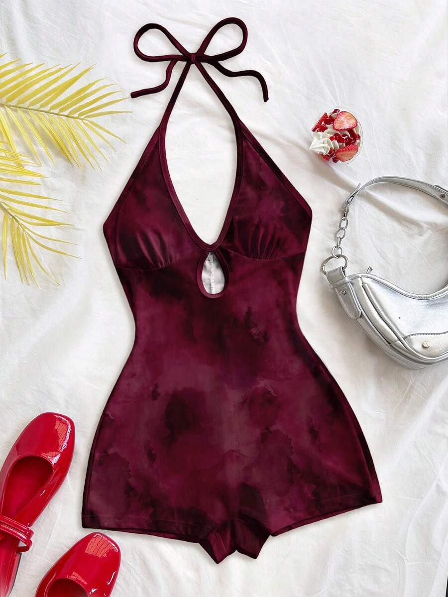SHEIN WYWH Bộ áo liền quần buộc dây cổ yếm dành cho nữ, thích hợp cho kỳ nghỉ và mặc hàng ngày. - Nhiều màu - Xem 1