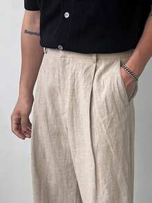 DAZY Khaki Solid Color Casual Pants For Men - Khaki - View 3