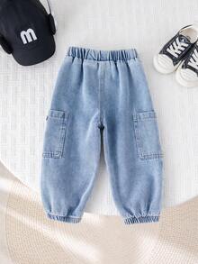 SHEIN 男婴休闲街头风牛仔裤 - 彩色 - 查看 2
