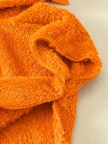 男/女婴可爱橙色毛绒螃蟹连帽泳衣罩衫，休闲度假多功能泳装，适合海滩、冲浪、水疗、游泳、居家浴袍 - 橘色 - 查看 7