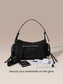 GLOWMODE Tas Bahu SunChaser Kecil 5L Tahan Air dengan Banyak Kompartemen dan Resleting Eksterior, Cocok untuk Liburan Musim Panas, Aktivitas Luar Ruangan, dan Pakaian Kasual Sehari-hari - Hitam - View 2