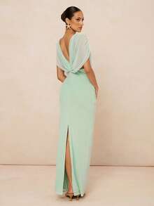 Lumalex 女士优雅性感绿色V领开衩扭结无袖修身连衣裙，春夏款 - 綠色 - 查看 8