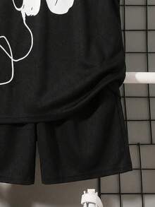 SHEIN Ensemble 2 pièces sweat-shirt à capuche ample avec graphique lettrage et short pour garçon préadolescent - Multicolore - Voir 3