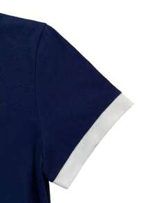 Airaco Camiseta informal de mujer con bloques de color para el verano - azul real - Ver 5