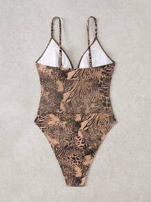 Swim SXY Swim Vcay-D 女士印花细肩带前网眼镂空连体泳衣 - 彩色 - 查看 4