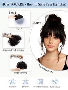 Tóc giả búi rối kẹp càng cua, tóc giả búi xoăn gợn sóng, tóc giả buộc búi scrunchie cho nữ, màu nâu trung bình có highlight, tóc giả búi kẹp càng cua, tóc giả búi rối, tóc giả buộc búi scrunchie cho nữ, màu nâu trung bình có highlight, tóc giả búi kẹp - Nhiều màu - Xem 7