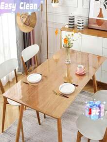Mantel rectangular, Mantel protector de mesa de comedor transparente de 0,3 mm, Mantel protector de superficie de PVC, Adecuado para mesas de café en el hogar y el hotel - Transparente - Ver 5