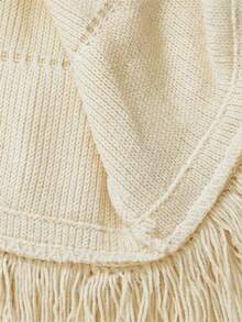 Mistrie Đầm len nữ, trễ vai, họa tiết sọc lượn sóng ba chiều, tua rua, ngắn, màu vàng, dáng ôm, gợi cảm, thích hợp cho kỳ nghỉ, tiệc tùng thường ngày, thời trang nữ, mùa xuân/thu, hè, đông. - Màu be - Xem 6