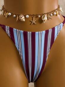 Swim Vcay Bộ bikini 3 mảnh phong cách boho, sọc kẻ, cổ yếm, dành cho nữ, thích hợp cho kỳ nghỉ biển, tiệc tùng, hàng mới về. - Nhiều màu - Xem 7