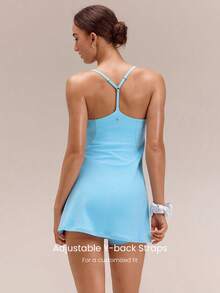 GLOWMODE FeatherFit™-Air Elevate A-Line Gaun Mini Slip dengan Kantong Pendek Tersembunyi, Nyaman untuk Aktivitas Harian Musim Panas, Cepat Kering, dan Menyerap Kelembapan - Biru Langit - View 3