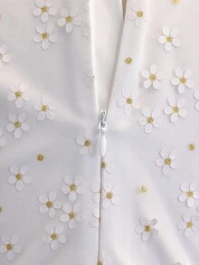 Đầm dự tiệc không tay cổ tròn bằng vải lưới hoa cho bé gái tuổi teen - trắng - Xem 2