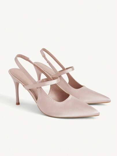 CUCCOO CHICEST Giày nữ mới, kiểu Pháp, gợi cảm, mũi kín, cao gót thời trang, gót thấp, gót nhọn, kiểu dây chéo, chất liệu satin, thích hợp cho tiệc tùng, đám cưới.