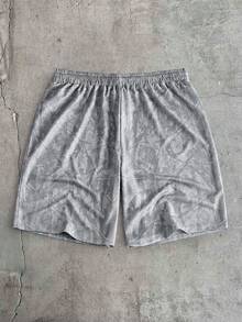 AXEPEAK Men's Casual Fashionable Numeric & Tree Print Loose Fit T-Shirt And Drawstring Waist Shorts Set, Summer - Multicolor - View 3