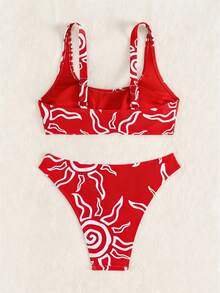 Swim Vcay Bộ đồ bơi 2 mảnh dành cho nữ, thích hợp mặc đi biển mùa hè, gồm áo không tay in họa tiết ngẫu nhiên và quần bikini cùng màu, hiệu Zestiva Swimwear. - Đỏ và trắng - Xem 4
