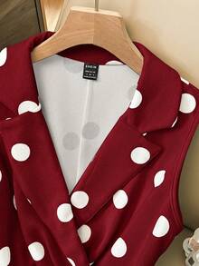 SHEIN Clasi Áo liền thân màu trắng thanh lịch dành cho nữ, có cổ áo blazer. - Màu Đỏ Sâu - Xem 3