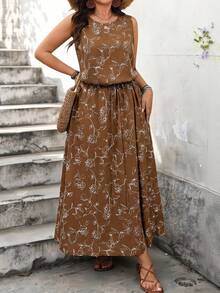 EMERY ROSE Vestido sin mangas con cordón en la cintura para mujer talla grande, atuendos de verano para mujer, Día de San Patricio, atuendos de rave, festival, vacaciones de primavera, bohemio - Multicolor - Ver 4