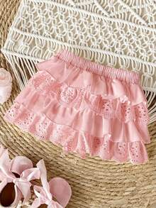 Quần short trắng xếp ly dễ thương cho bé gái, cạp chun, thích hợp mặc mùa hè. - Hồng - Xem 8