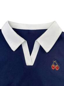 Airaco Camiseta informal de mujer con bloques de color para el verano - azul real - Ver 3