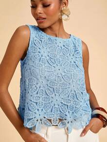 Travachic Women's Casual Versatile Round Neck Top For Daily Wear,Summer Top - Baby Blue - View 5