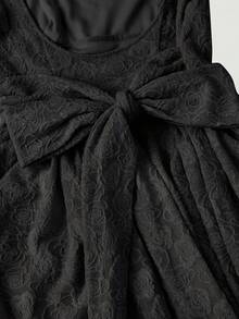 SHEIN MOD 女士复古蕾丝露背蝴蝶结迷你连衣裙 - 黑色 - 查看 5