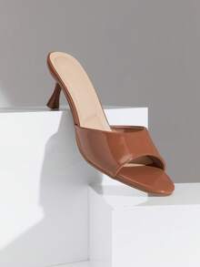 SHUZIA Women Comfortable Kitten Heel Almond Toe Heeled Sandals - Maroon - View 6