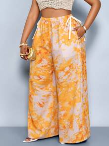 SOLERSUN Quần ống rộng dáng suông, có dây rút, in họa tiết nhuộm tie-dye dành cho nữ cỡ lớn. Thiết kế ống rộng mang đến nhiều phong cách khác nhau, toát lên vẻ ngoài thời trang và đa năng. Phù hợp cho phong cách đường phố, đi làm hàng ngày, các buổi hòa nhạc, Halloween, phong cách mới năm 2026, những buổi hẹn hò lãng mạn và trang phục thường ngày. Hoàn hảo cho mùa xuân, mùa hè và tất cả các mùa, kể cả kỳ nghỉ biển. - Màu vàng - Xem 2