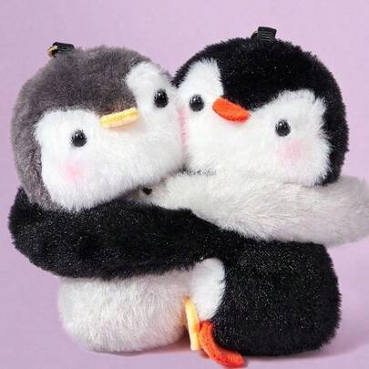 1PC Cute Hugging Animal Penguin Keychain Plush Backpack Charm Doll Plushie Toy Gift For Girls Teens Kawaii Soft Stuffed Animal Decor