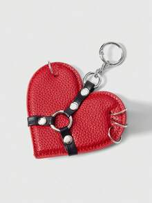 ROMWE 1Pc Red Punk Goth Style Love Rivet Ring Buckle Seal Heart Lock Belt Design Multi-Functional Accessory Buckle, Keychain, Bag Pendant Buckle Can Be Hung On Bags, Pants, Suitable For Daily, Shopping, Dating And Other Matching Items - Red - View 4