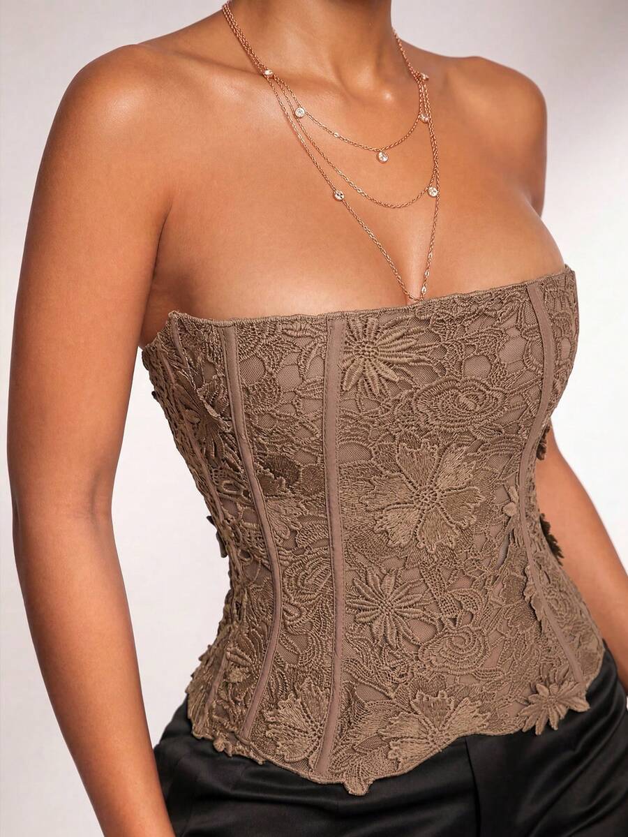 Lumalex 女士优雅纯色蕾丝吊带背心，夏季