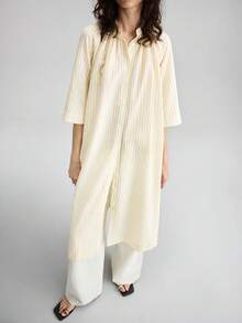 Ontre Blusa aderente in misto lyocell, morbida e confortevole, con maniche a 3/4, collo alla coreana, apertura frontale, design con spacchi laterali, adatta per vacanze, spiaggia, stile boho, festival di musica country, stile western, casual chic, vibrazioni vintage soft, abbigliamento da crociera, lusso minimalista, versatile per ufficio, pendolarismo, moda aeroportuale di alta qualità - Multicolore - Visualizzare 6