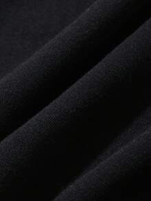 FRIFUL Women's Solid Color Round Neck Dark Grey Lockstitch Loose Casual Versatile T-Shirt - Black - View 3