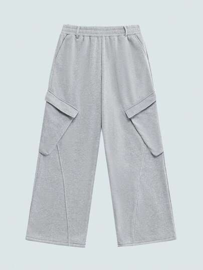 Modcrash Quần thể thao nam màu xám nhạt kiểu cargo, cạp chun và túi xéo, phong cách đường phố thường ngày, kiểu Mỹ cổ điển, unisex, dáng rộng thoải mái, phù hợp cho trang phục mùa hè – Thích hợp cho mặc hàng ngày và các kỳ nghỉ hè.