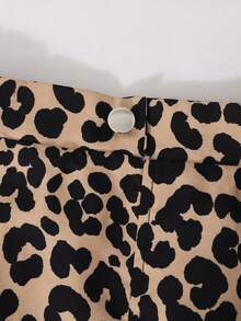 SHEIN 两件套女童甜美可爱棕色蝴蝶结装饰T恤和豹纹半裙休闲套装，适合夏季穿着 - 彩色 - 查看 6