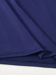 SHEIN ChillGRL Teen GirlCasual Minimalist All-Match Short Sleeve Knee-Length Dress - Navy Blue - View 5