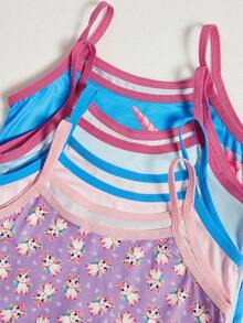 SHEIN 8pcs/Set Young Girl' Unicorn Pony Suspender Dress + Soft Briefs Underwear Set - Multicolor - View 6