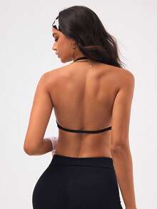 Easithlete 3pcs Women's Solid Color Halter Neck Ruched Casual Comfortable Sports Bras - Multicolor - View 8