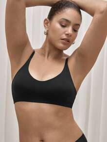 Bralution Leisure Women's Seamless Solid Color Simple Bra - Black - View 6