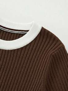 SHEIN 新款春秋季性感修身优雅淑女风高品质针织毛衣连衣裙 - 咖啡棕 - 查看 5