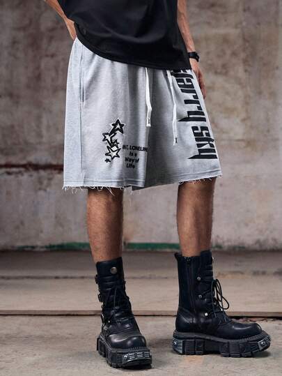 Skyrend Pantalones cortos deportivos con cordón en la cintura y diseño de patrón asimétrico, estilo urbano y casual, adecuados para uso diario, vacaciones, regalo para novio/esposo, emo, estilo 2000