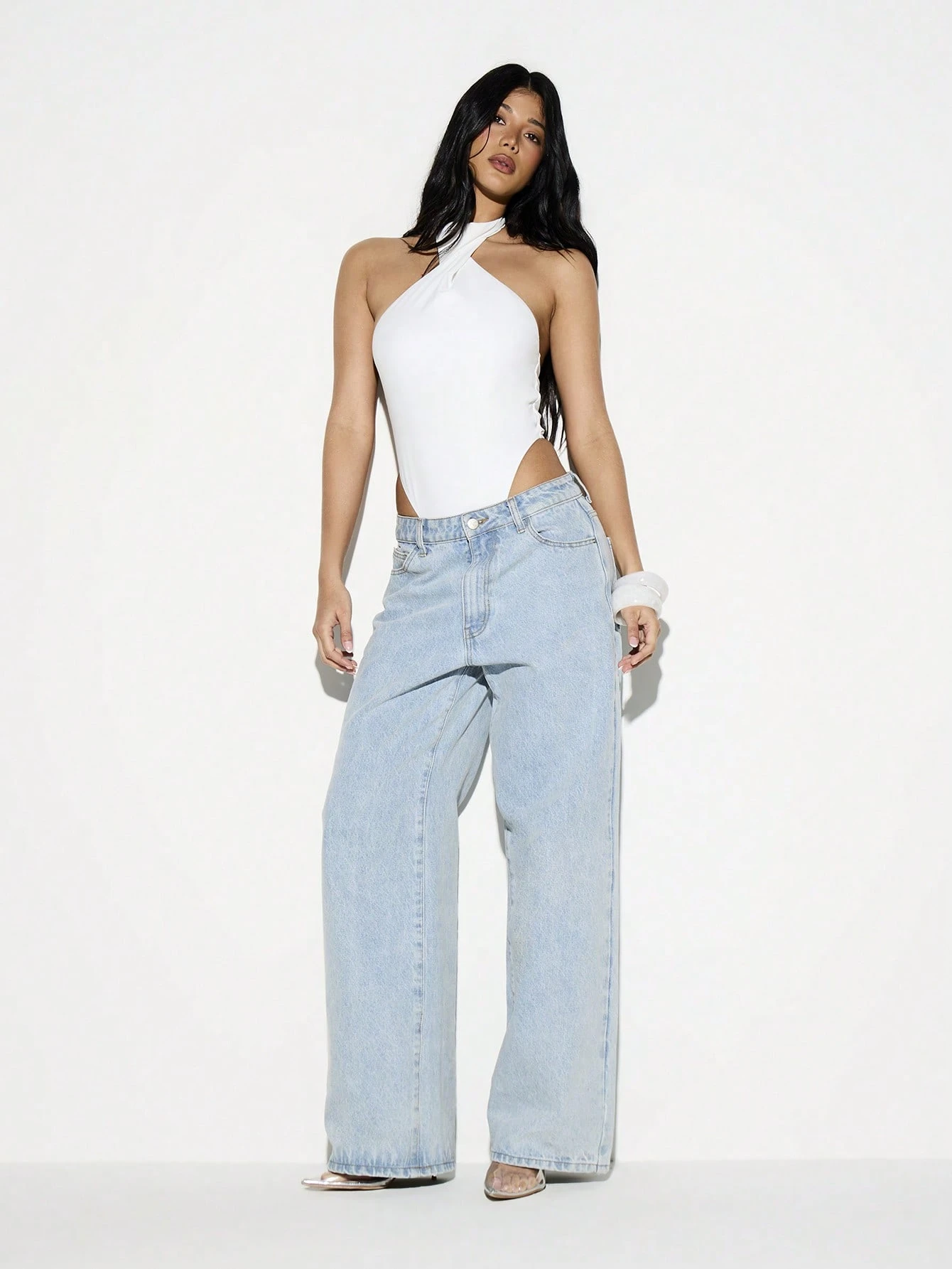 KIZN High Neck Twisted One Piece With Cross Back