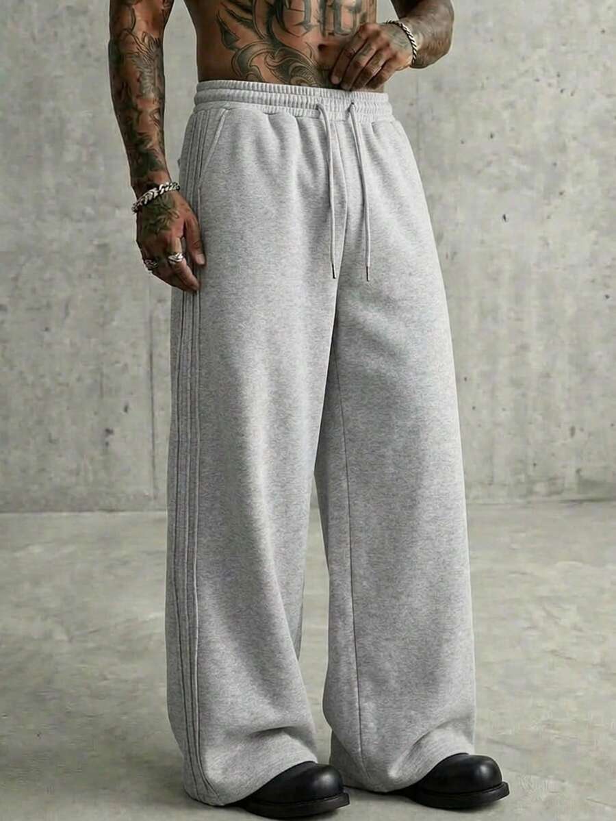 AXEPEAK Men's Casual Loose Comfortable Warm Fleece Sweatpants - Grey - View 1