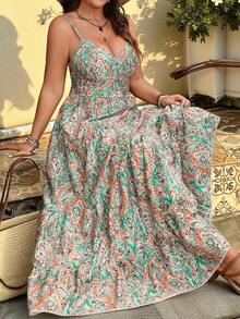 Breezaya Plus Size Solid Color Ruffle Hemline Backless Spaghetti Strap Sleeveless Dress For New Year Clothes, For Thanksgiving Maxi Women Outfit - Multicolor - View 9